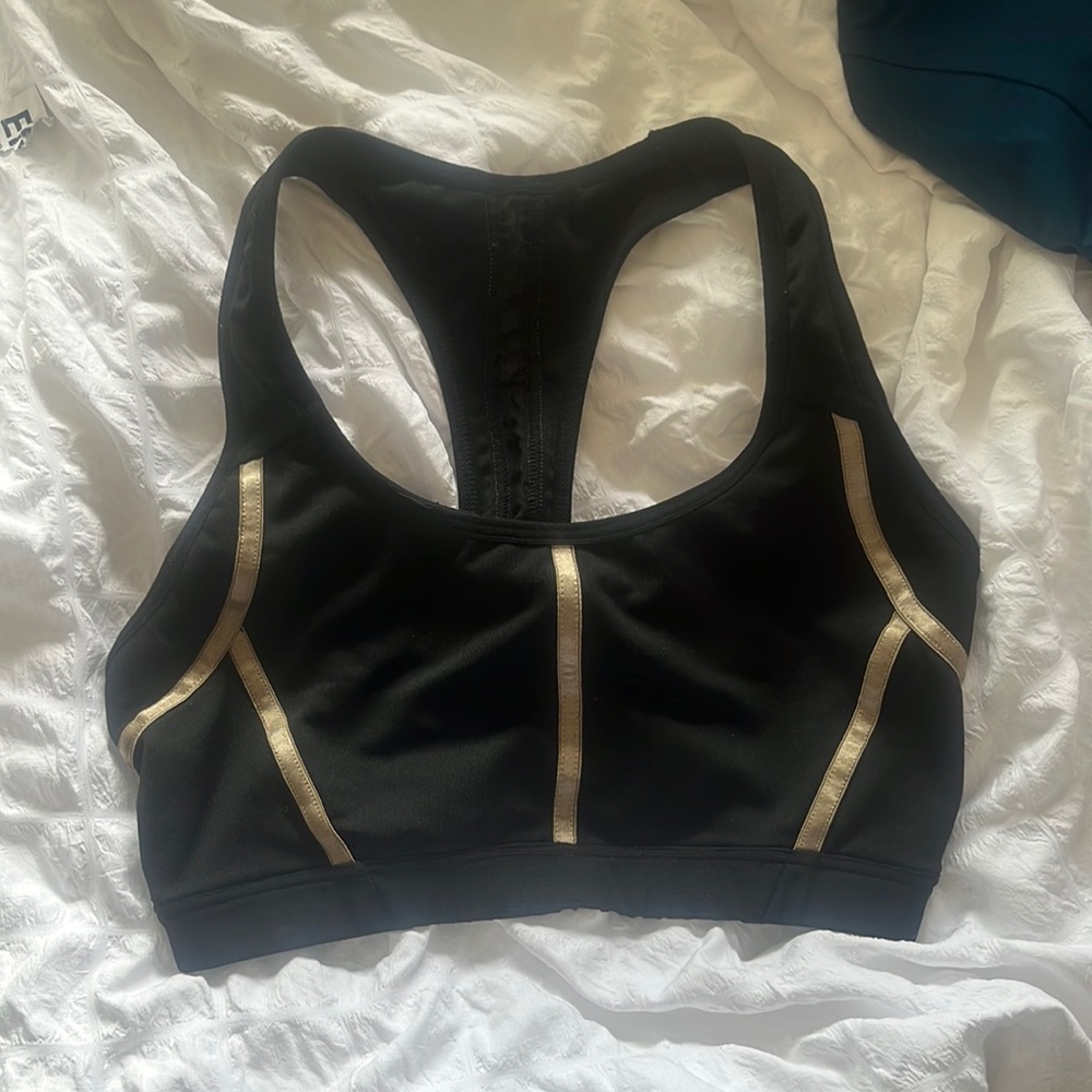 Black n gold champion sports bra
